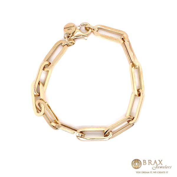 14K Yellow Gold Hollow Paperclip Chain Bracelet Brax Jewelers Newport Beach, CA