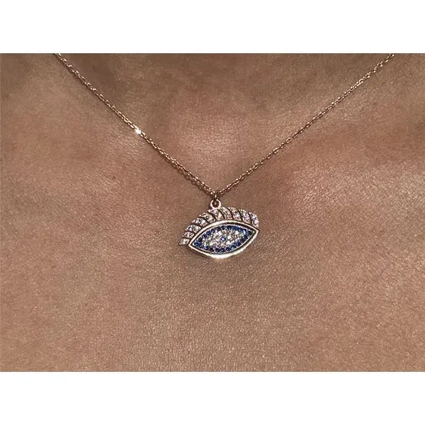 Gold Plated Rose Gold Evil Eye Silver Necklace 15160-R - Brax Jewelers Image 4 Brax Jewelers Newport Beach, CA