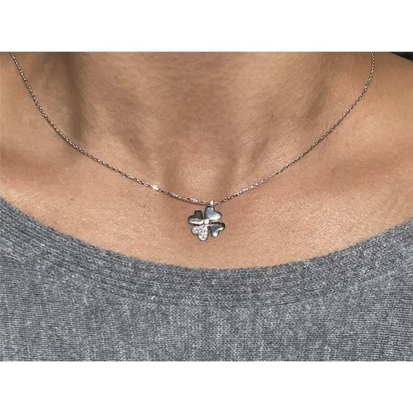 Gold Plated White Gold Clover Silver Necklace 13362-W - Brax Jewelers Image 4 Brax Jewelers Newport Beach, CA
