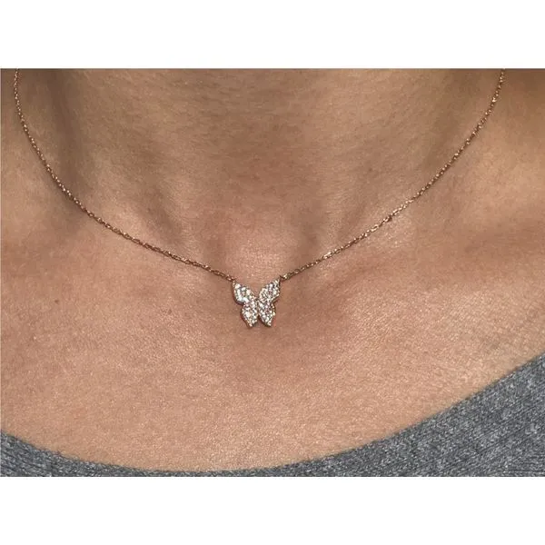 Gold Plated White Gold Butterfly Silver Necklace 1408N-W - Brax Jewelers Image 3 Brax Jewelers Newport Beach, CA