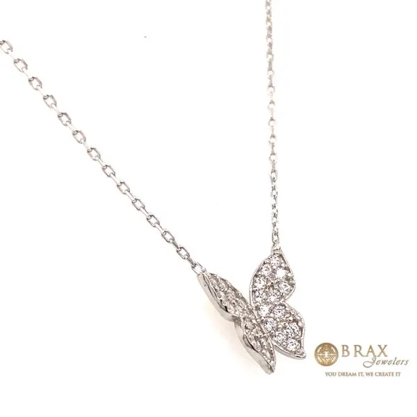 Gold Plated White Gold Butterfly Silver Necklace 1408N-W - Brax Jewelers Image 2 Brax Jewelers Newport Beach, CA