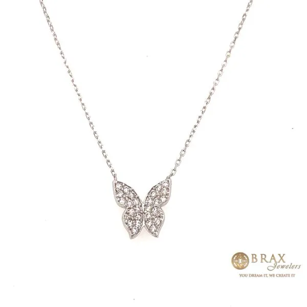 Gold Plated White Gold Butterfly Silver Necklace 1408N-W - Brax Jewelers Brax Jewelers Newport Beach, CA