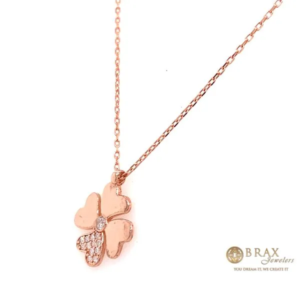 Gold Plated Rose Gold Clover Silver Necklace 13362-R - Brax Jewelers Image 2 Brax Jewelers Newport Beach, CA