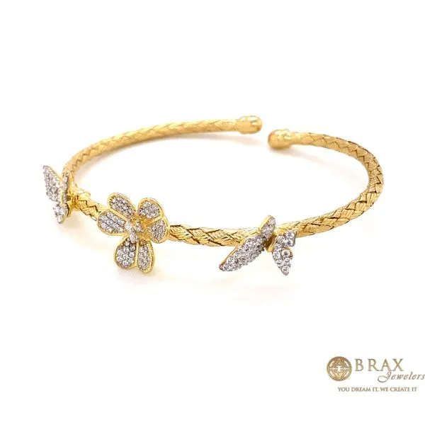 Yellow Silver Butterfly and Flower Bangle  Image 2 Brax Jewelers Newport Beach, CA