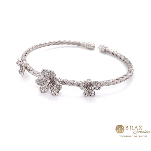 Silver Bangle with Flowers Image 3 Brax Jewelers Newport Beach, CA