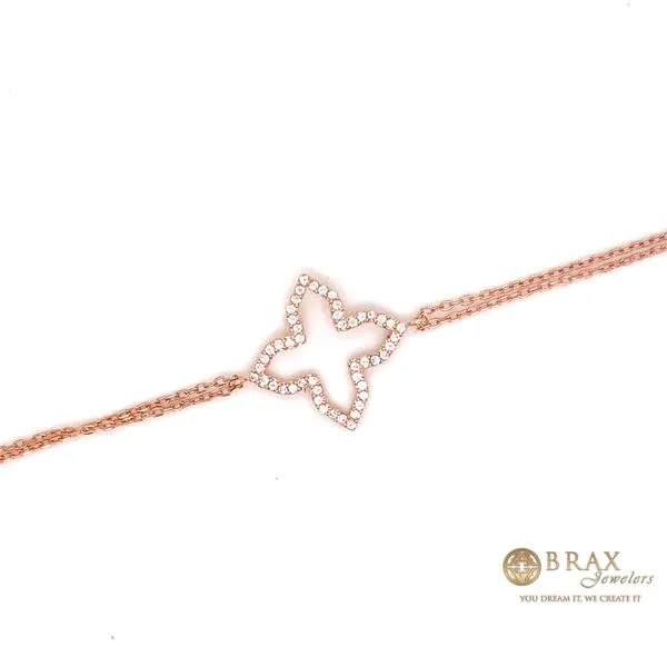 Gold Plated Rose Gold Double Chain Bracelet BRAC2549-R - Brax Jewelers Image 2 Brax Jewelers Newport Beach, CA