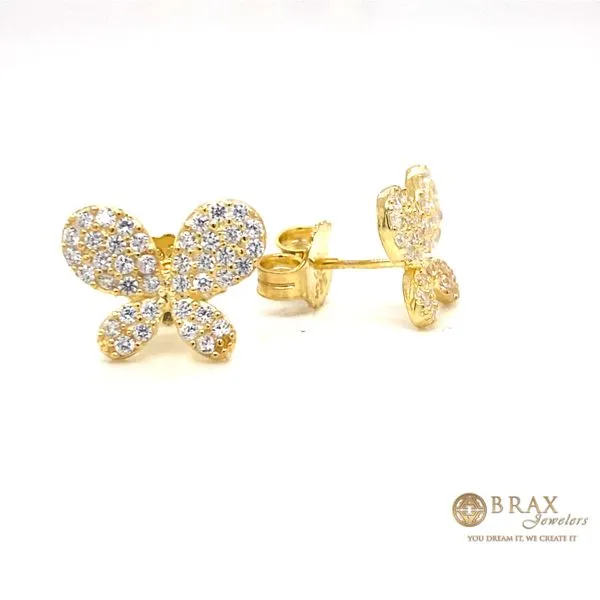 Gold Plated Yellow Gold Butterfly Studs Earrings EARR3738-Y - Brax Jewelers Image 2 Brax Jewelers Newport Beach, CA