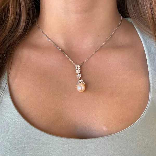 18K Two-Tone Pearl and Diamond Pendant Necklace Image 4 Brax Jewelers Newport Beach, CA