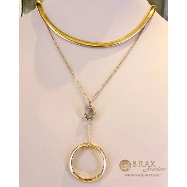 14K Two-Tone Love Knot Circle Pendant Necklace Image 4 Brax Jewelers Newport Beach, CA