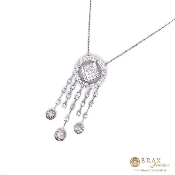 18K White Gold Diamond Pendant Necklace Image 2 Brax Jewelers Newport Beach, CA