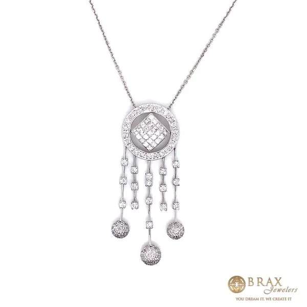 18K White Gold Diamond Pendant Necklace Brax Jewelers Newport Beach, CA