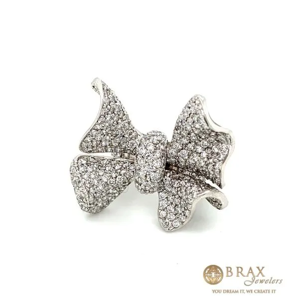 18K White Gold Diamond Bow Ring Image 2 Brax Jewelers Newport Beach, CA