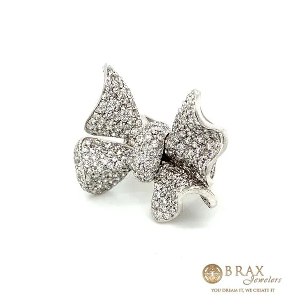 18K White Gold Diamond Bow Ring Image 3 Brax Jewelers Newport Beach, CA