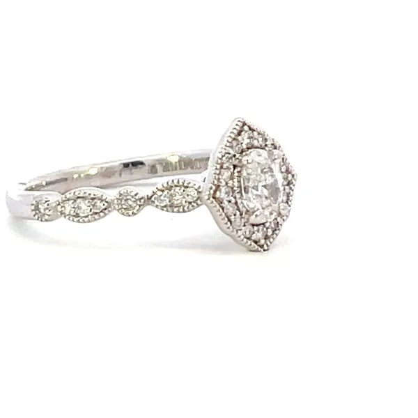 Oval diamond center with diamond halo and shank 1/2ctw -14kw Image 2 Bryan Jewelry Prattville, AL