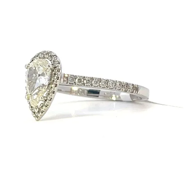 Pear shaped 1.30ctw diamond halo ring with diamond shank Image 2 Bryan Jewelry Prattville, AL