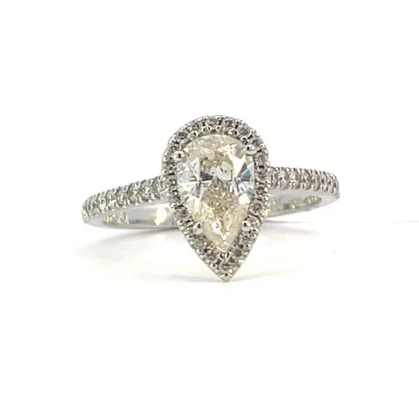 Pear shaped 1.30ctw diamond halo ring with diamond shank Bryan Jewelry Prattville, AL
