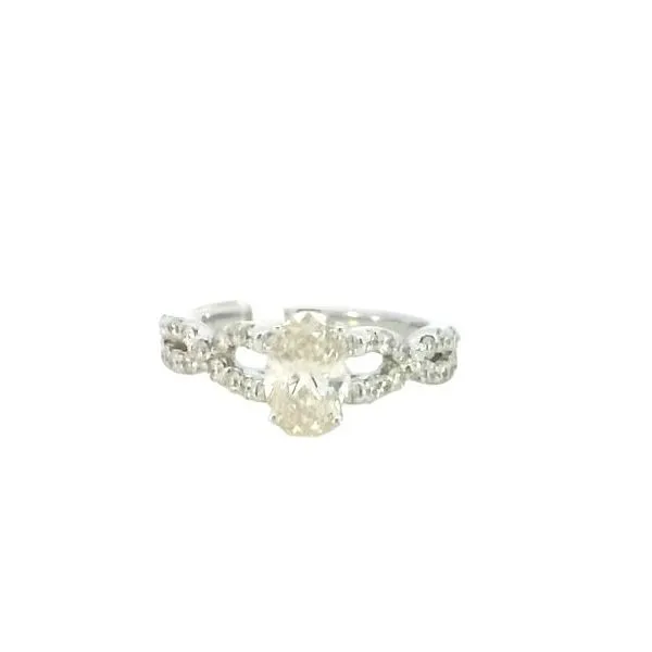 Cathedral style engagement ring in 14k white gold Bryan Jewelry Prattville, AL