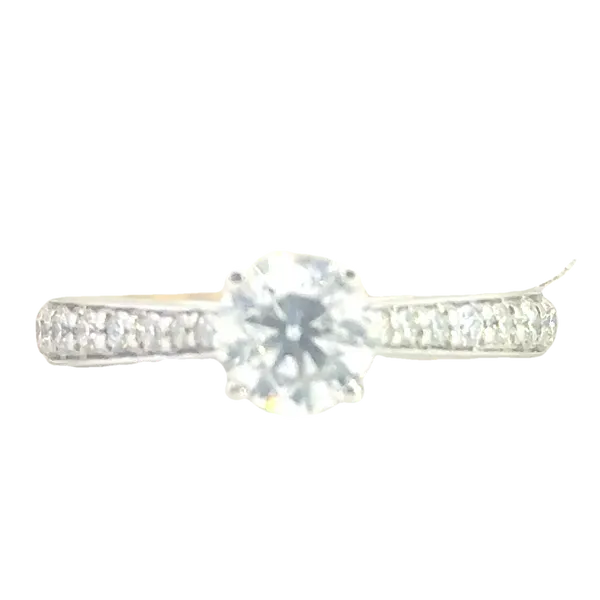 Diamond Set Cathedral Shank Solitaire Ring in 14kw Bryan Jewelry Prattville, AL