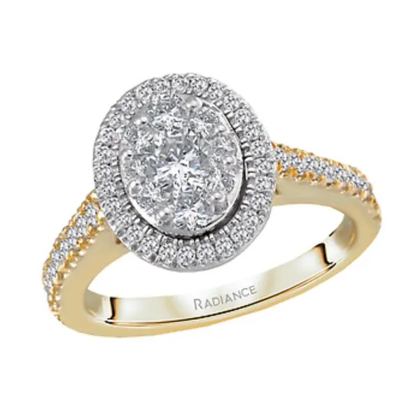 Ladies halo diamond cluster with diamonds along the shank Bryan Jewelry Prattville, AL