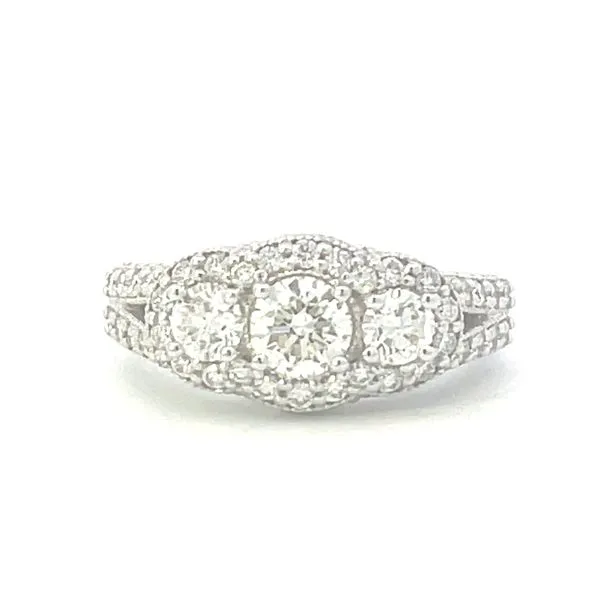 Three stone center with halo Image 4 Bryan Jewelry Prattville, AL