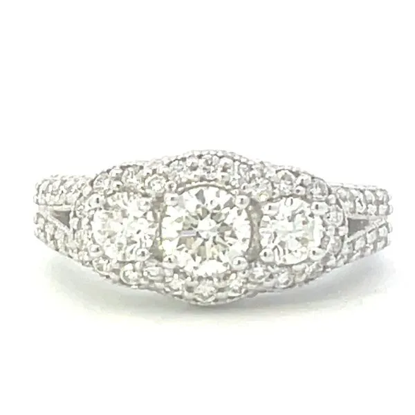 Three stone center with halo Bryan Jewelry Prattville, AL
