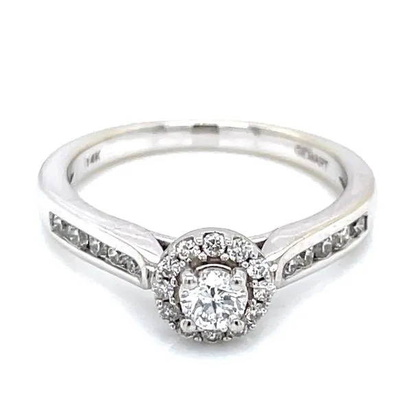 Halo Framed Round Diamond Engagement Ring Image 2 Bryan Jewelry Prattville, AL