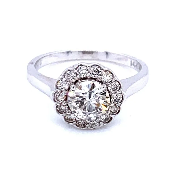 Diamond Halo Engagement Ring in 14kw Image 2 Bryan Jewelry Prattville, AL