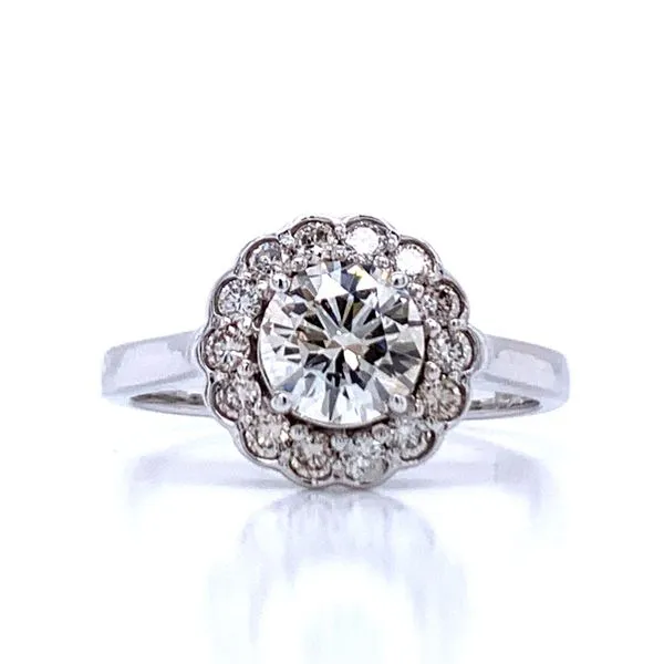 Diamond Halo Engagement Ring in 14kw Image 3 Bryan Jewelry Prattville, AL