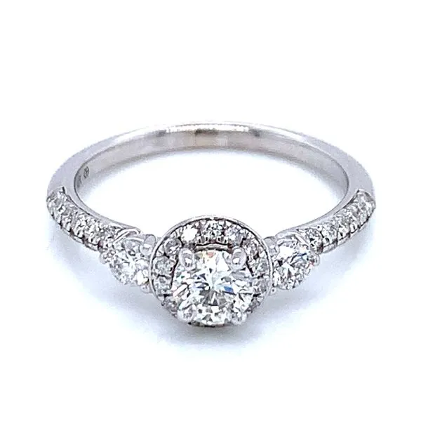 Three Stone with Halo center Engagement Ring Image 2 Bryan Jewelry Prattville, AL