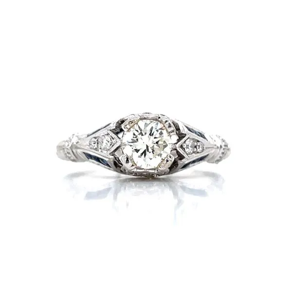 A vintage style14kw diamond and sapphire ring with .45ct center Image 2 Bryan Jewelry Prattville, AL