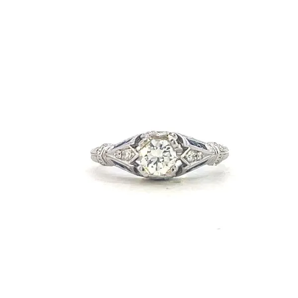 A vintage style14kw diamond and sapphire ring with .45ct center Image 3 Bryan Jewelry Prattville, AL