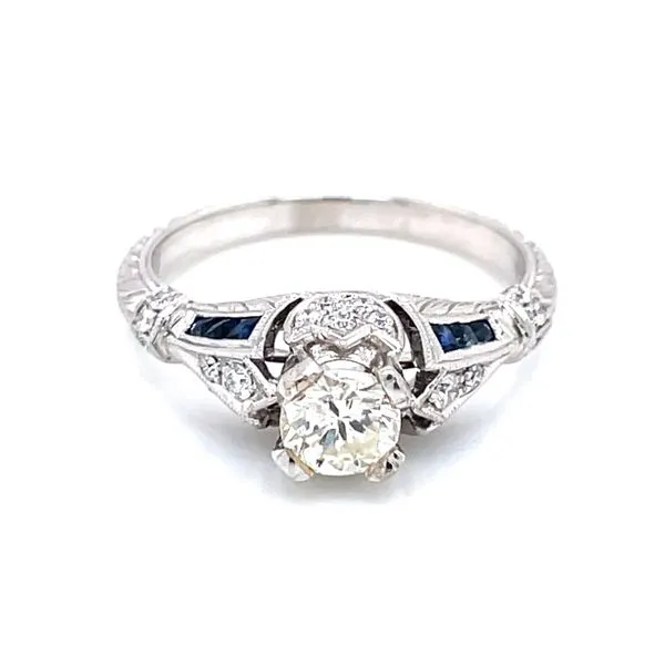 A vintage style14kw diamond and sapphire ring with .45ct center Bryan Jewelry Prattville, AL