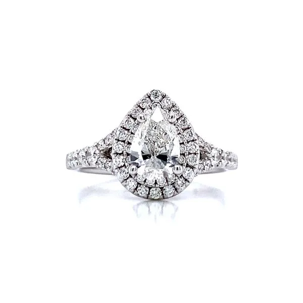 Double Halo Pear Shape Engagement Ring in 14kw Image 2 Bryan Jewelry Prattville, AL