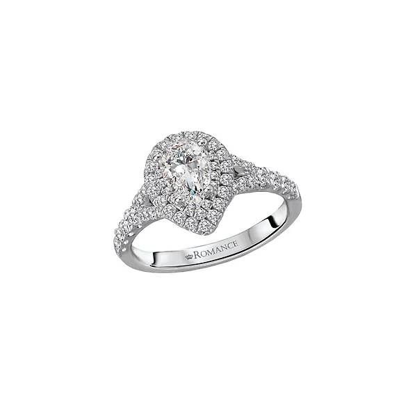 Double Halo Pear Shape Engagement Ring in 14kw Image 5 Bryan Jewelry Prattville, AL