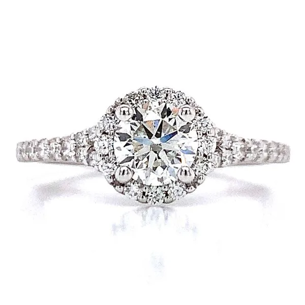 Romance Round Halo Engagement Ring in 14kw Image 4 Bryan Jewelry Prattville, AL