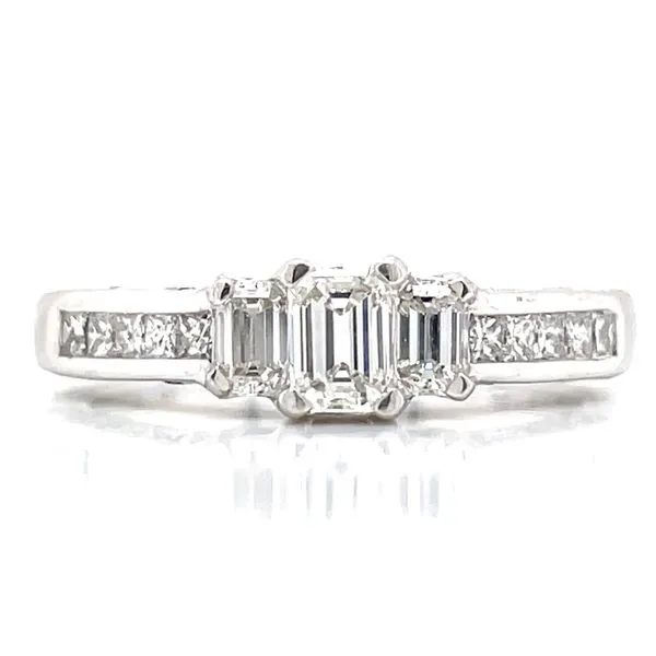 Three stone Emerald Cut with channel Sides Image 2 Bryan Jewelry Prattville, AL