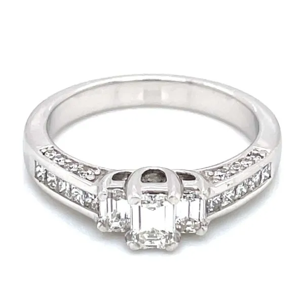 Three stone Emerald Cut with channel Sides Image 3 Bryan Jewelry Prattville, AL