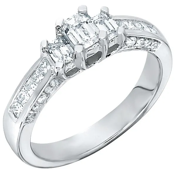 Three stone Emerald Cut with channel Sides Image 5 Bryan Jewelry Prattville, AL