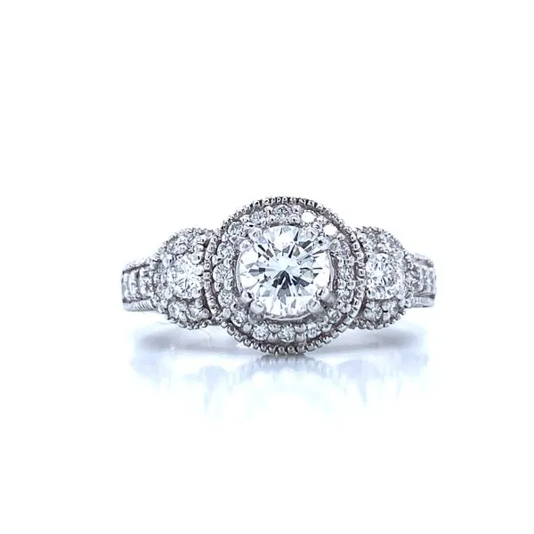 Three Stone Diamond Ring with Halos Bryan Jewelry Prattville, AL