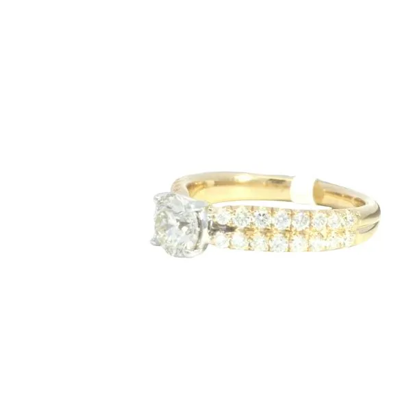 Diamond Engagement Ring in 14ky with Double Row Diamond Shank Image 2 Bryan Jewelry Prattville, AL
