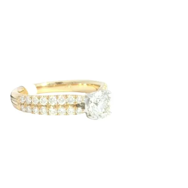 Diamond Engagement Ring in 14ky with Double Row Diamond Shank Image 3 Bryan Jewelry Prattville, AL