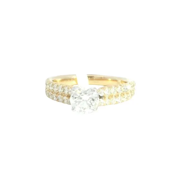 Diamond Engagement Ring in 14ky with Double Row Diamond Shank Bryan Jewelry Prattville, AL