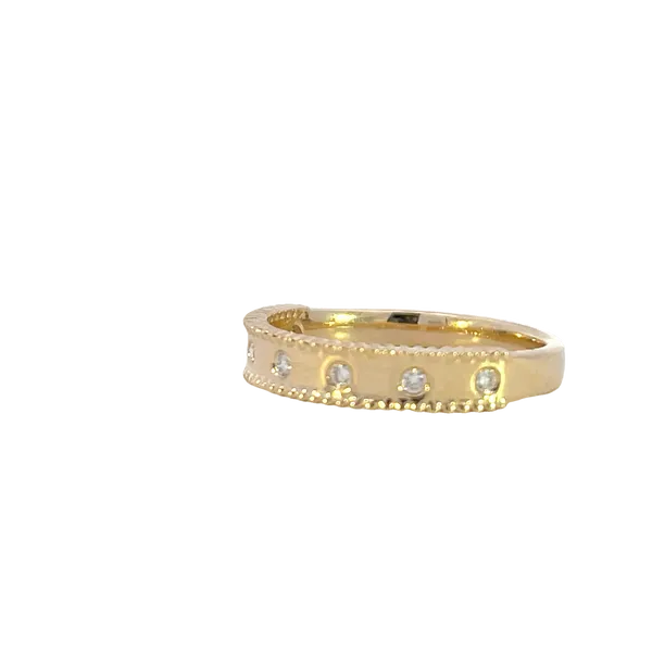 High polished Gypsy set Diamond Band with Beaded Edge-14ky Image 2 Bryan Jewelry Prattville, AL