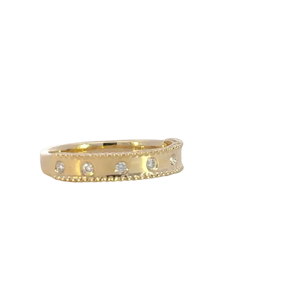 High polished Gypsy set Diamond Band with Beaded Edge-14ky Image 3 Bryan Jewelry Prattville, AL