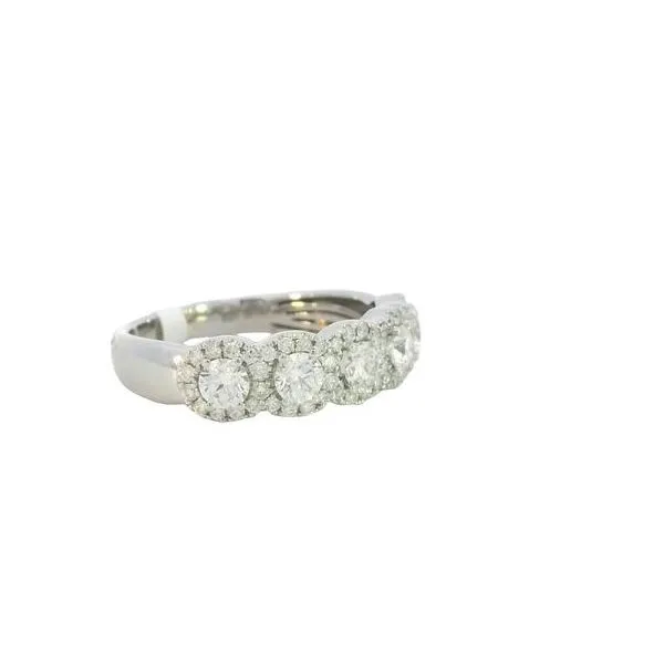 Anniversary style ring with 5 diamonds in shared halo setting Image 2 Bryan Jewelry Prattville, AL