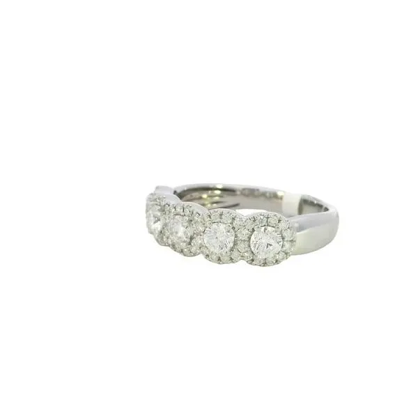 Anniversary style ring with 5 diamonds in shared halo setting Image 3 Bryan Jewelry Prattville, AL