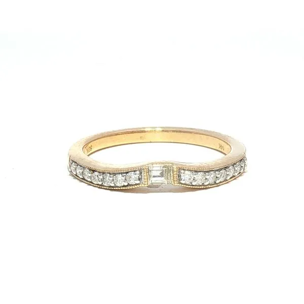Curved Diamond band with Baguette center in 14ky Bryan Jewelry Prattville, AL
