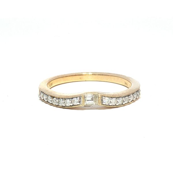 Curved Diamond band with Baguette center in 14ky Bryan Jewelry Prattville, AL