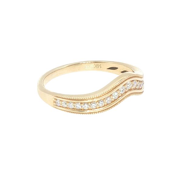 14ky 1/5ctw natural diamond curved enhancer wedding band with milgrain edge Image 2 Bryan Jewelry Prattville, AL