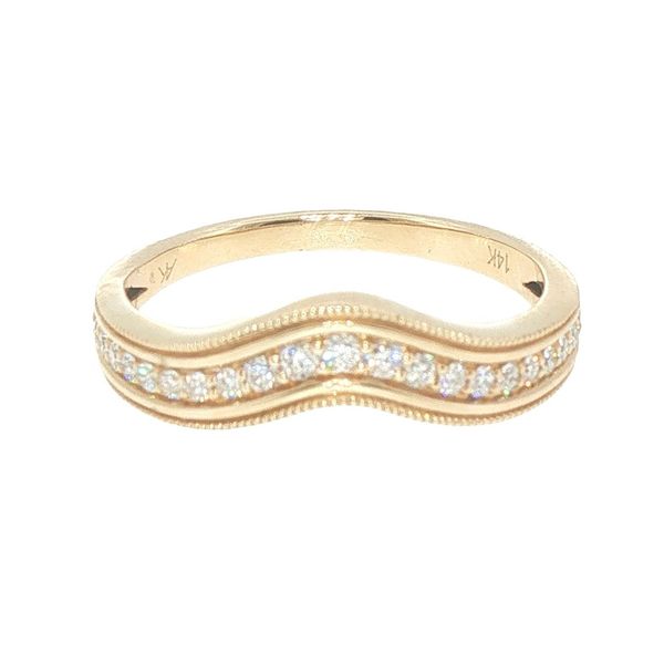 14ky 1/5ctw natural diamond curved enhancer wedding band with milgrain edge Bryan Jewelry Prattville, AL